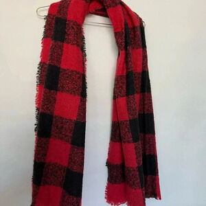 Jenni Plaid Oversized Scarf Red/Black Buffalo Check Wrap Soft Cozy